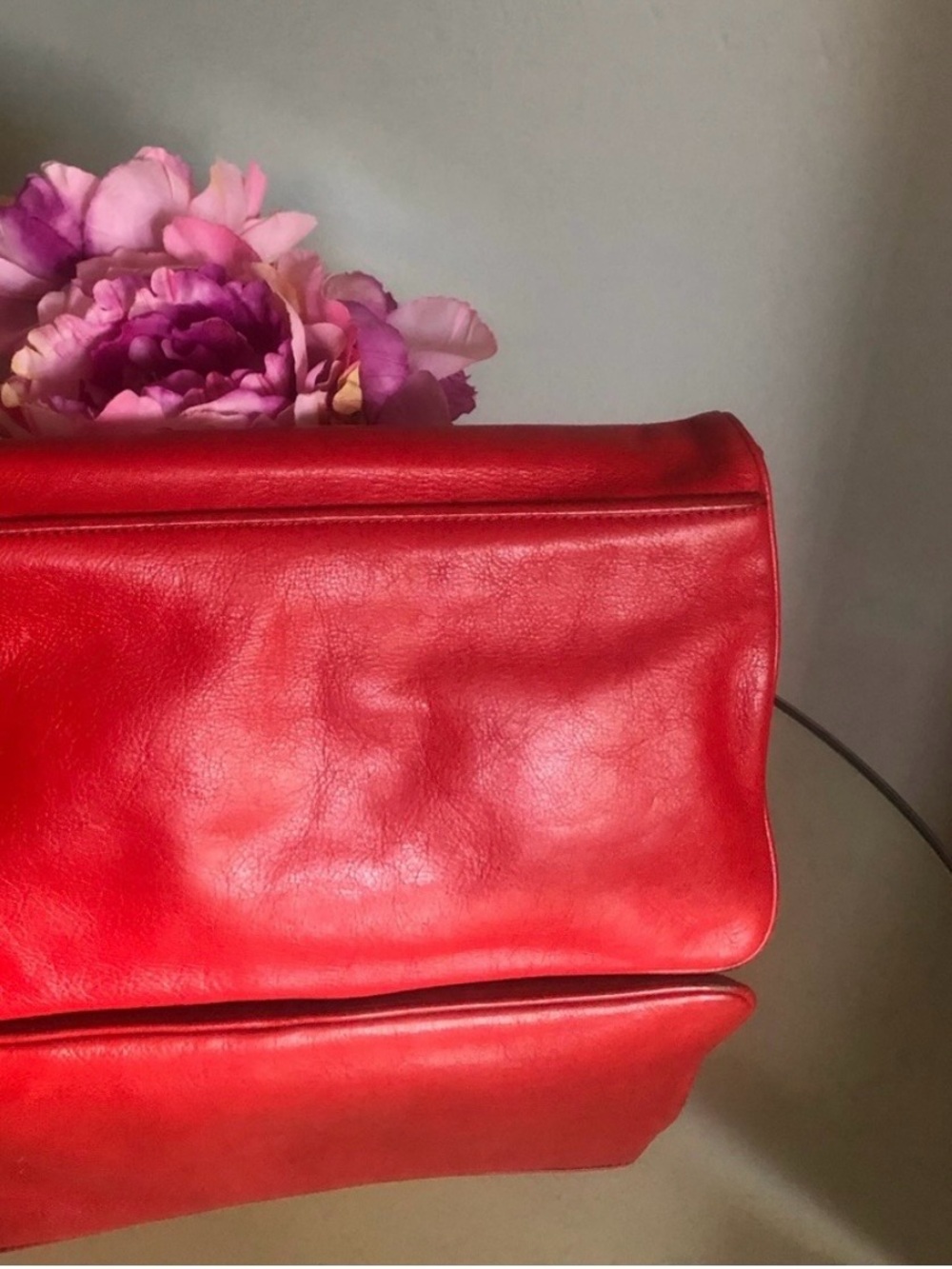 Tory Burch Bag Purse  Bombe Reva Tory Red Leather Clutch & Shoulder Bag Red - Picture 3 of 12